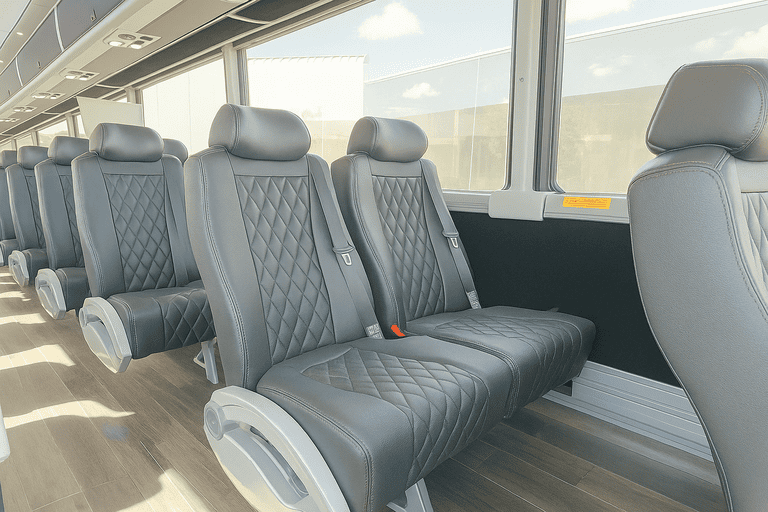 interior of Santa Rosa Minibus Company charter bus