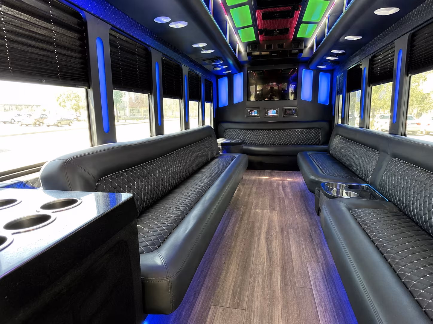 santa rosa 15 passenger party bus inside