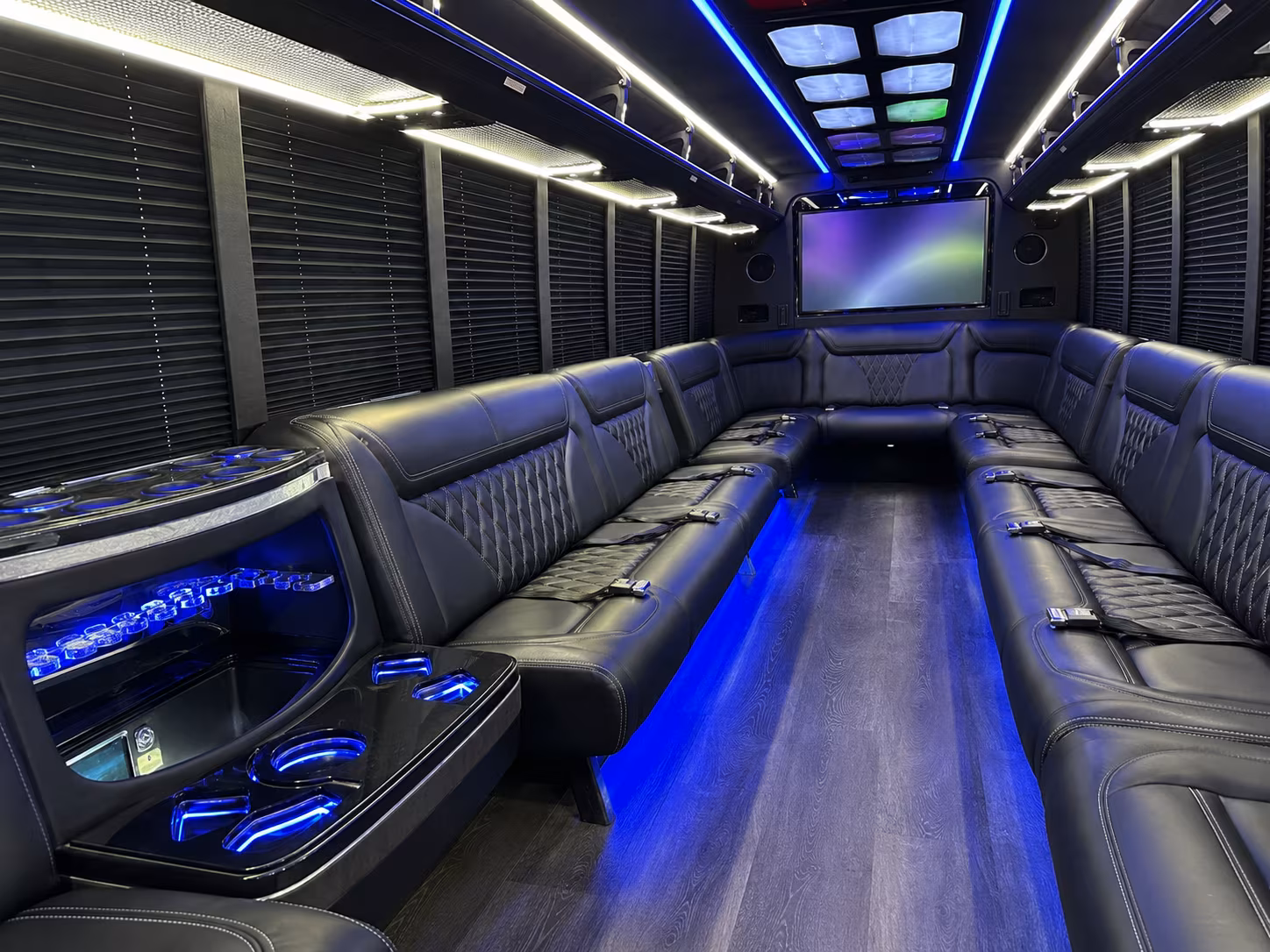 santa rosa 20 passenger party bus inside